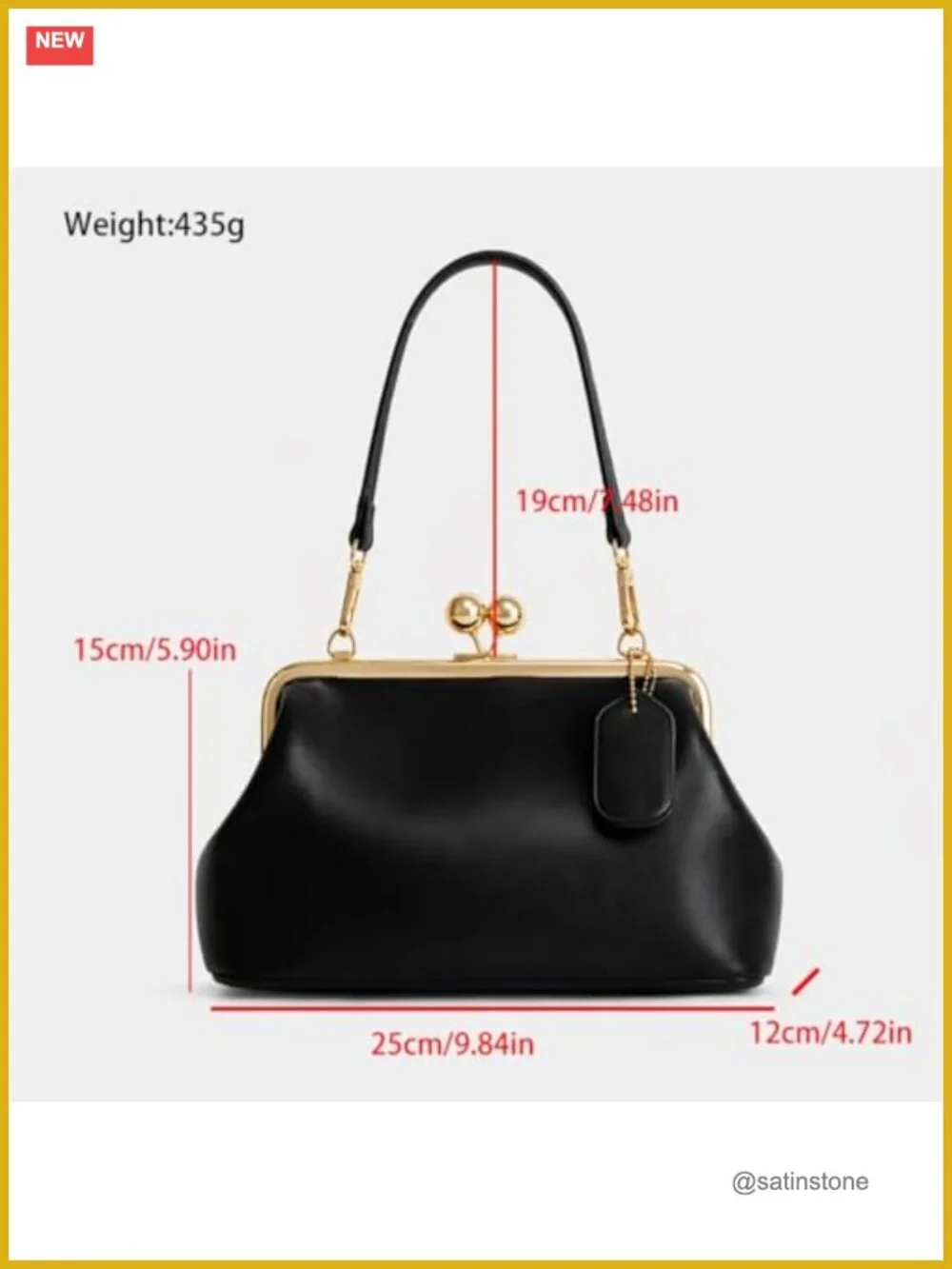 Slouchy Crescent Kiss Lock Crossbody Hobo Bag Faux Leather
